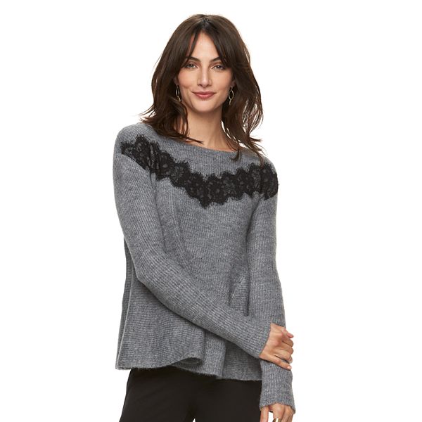 Women's ELLE™ Lace Scoopneck Sweater
