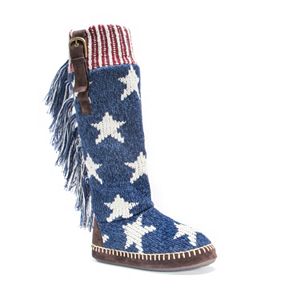 MUK LUKS Women's Angela Stars & Stripes Boot Slippers