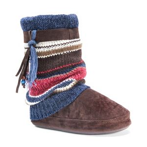 MUK LUKS Women's Riley Striped Boot Slippers