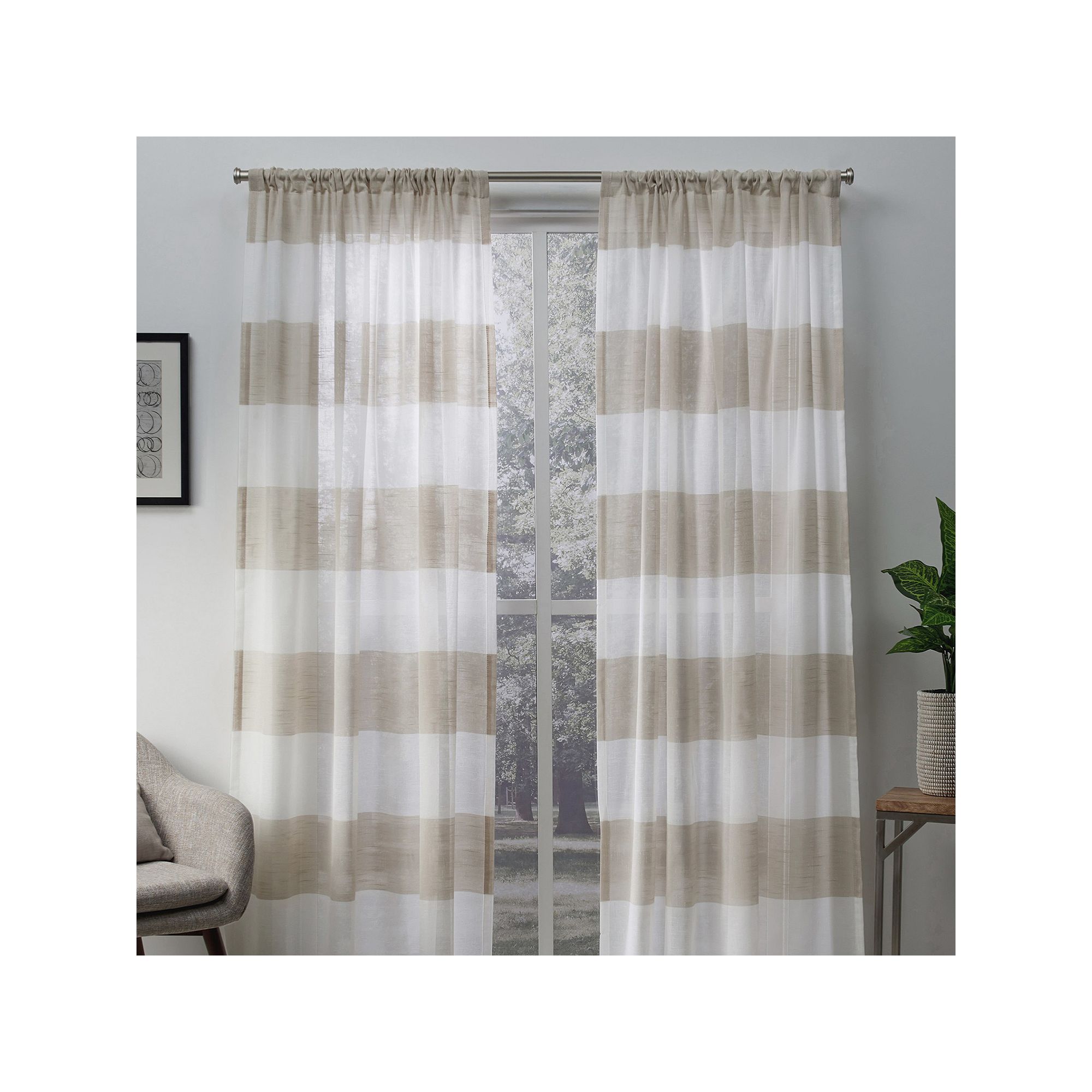 Exclusive Home 2-pack Darma Sheer Linen Rod Pocket Window Curtains
