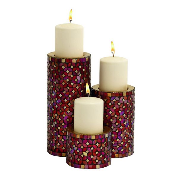 Updated Traditional Mosaic Candle Holder 3piece Set