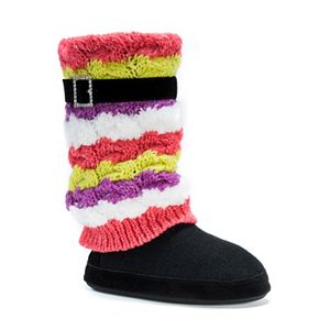 MUK LUKS Women's Fiona Striped Boot Slippers