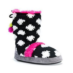 MUK LUKS Women's Jenna Polka Dot Boot Slippers