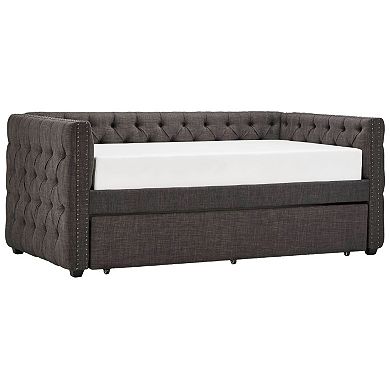 HomeVance Vanderbilt Twin Tufted Trundle Day Bed