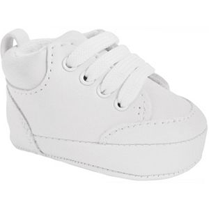 Baby Wee Kids White High-Top Lace Up Crib Shoes