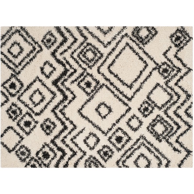 Safavieh Belize Tribal Chevron Shag Rug, White, 6.5Ft Sq