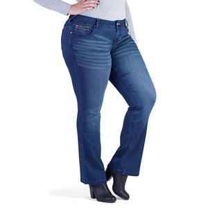 Juniors' Plus Size Amethyst Whiskered Dark Wash Bootcut Jeans