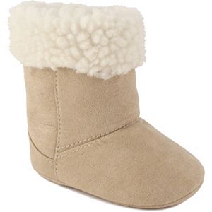 Baby Girl Wee Kids Faux-Suede Faux-Fur Trim Boot Crib Shoes