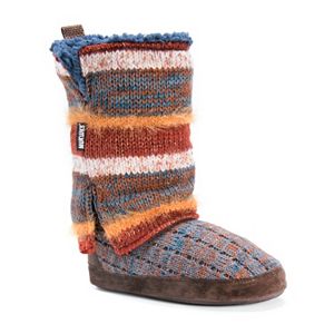 MUK LUKS Women's Trisha Striped Boot Slippers