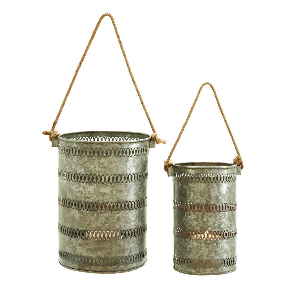 Galvanized Lantern 2-piece Set