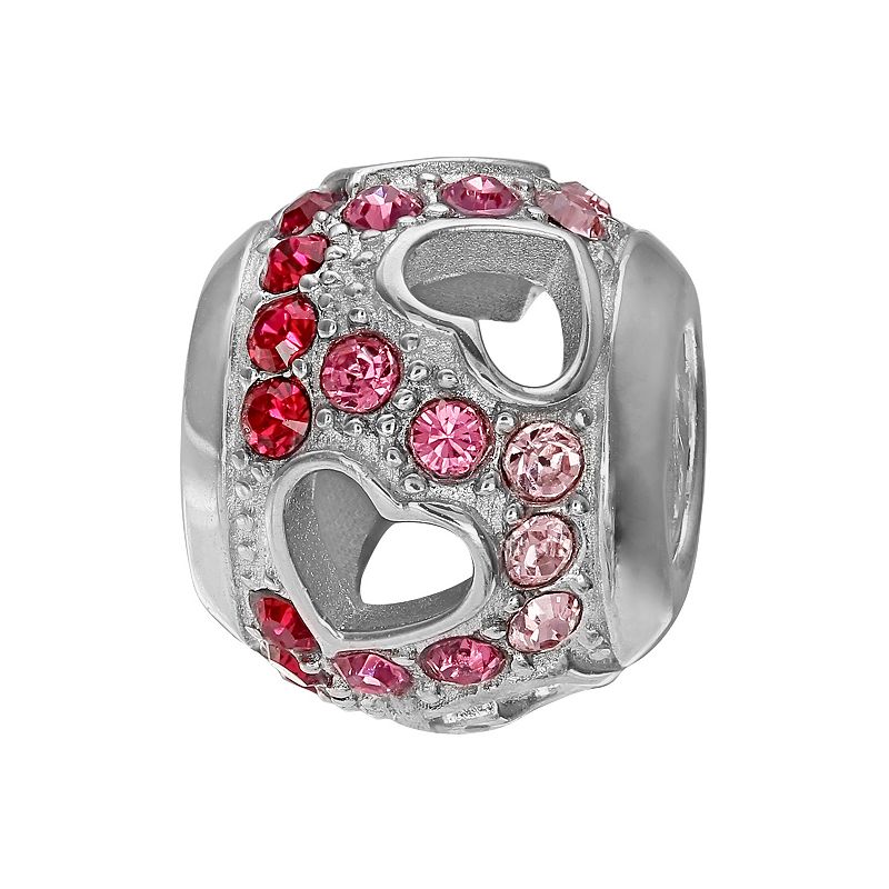Individuality Beads Sterling Silver Crystal & Hearts Bead, Womens, Pink