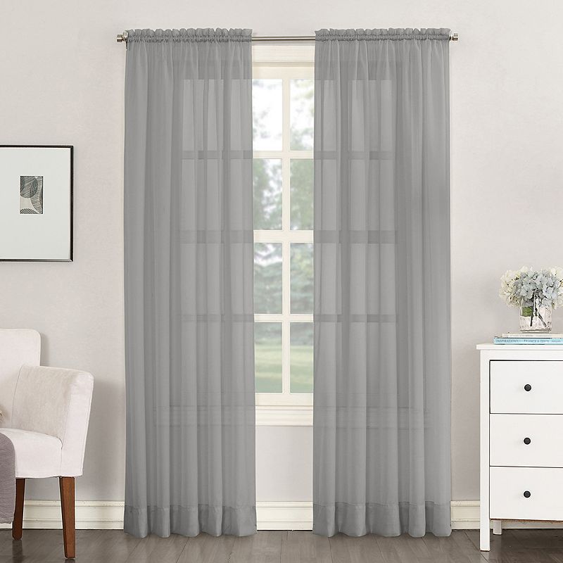 84"x59" Emily Sheer Voile Rod Pocket Curtain Panel Charcoal - No. 918