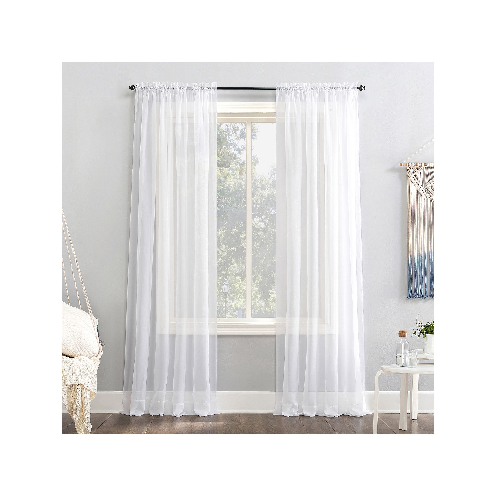 No. 918 Emily Solid Sheer Voile Rod Pocket Single Window Curtain Panel, Whi SKU:404518 sku 404518
