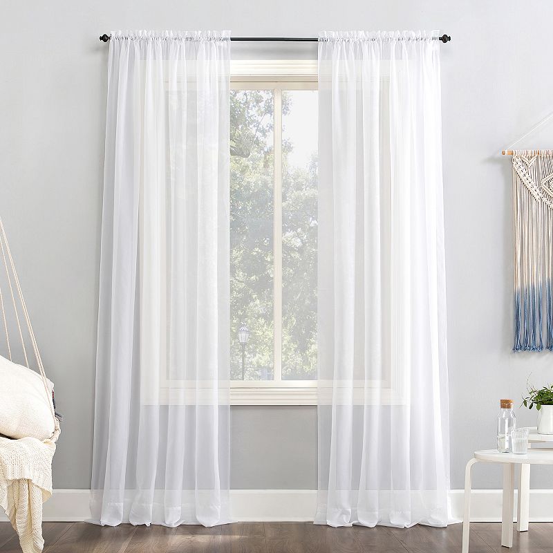 95"x59" Emily Sheer Voile Rod Pocket Curtain Panel White - No. 918