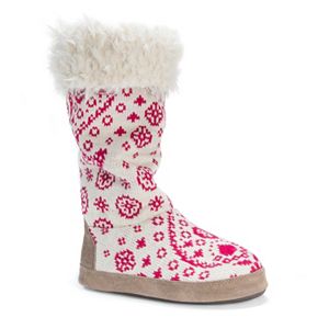 MUK LUKS Women's Maleah Snowflake Knit Boot Slippers