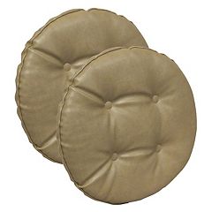 Gripper Non-Slip Faux Leather Tufted Chair Pad Set of 2 - Taupe