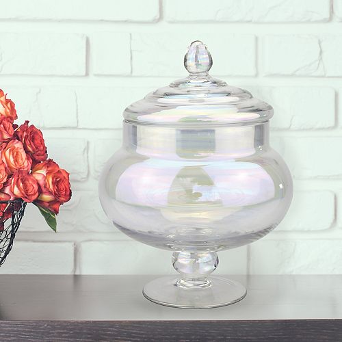 Stonebriar Collection Medium Glass Round Apothecary Jar Table Decor