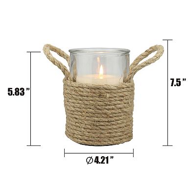Stonebriar Collection Tall Rope Wrapped Pillar Candle Holder