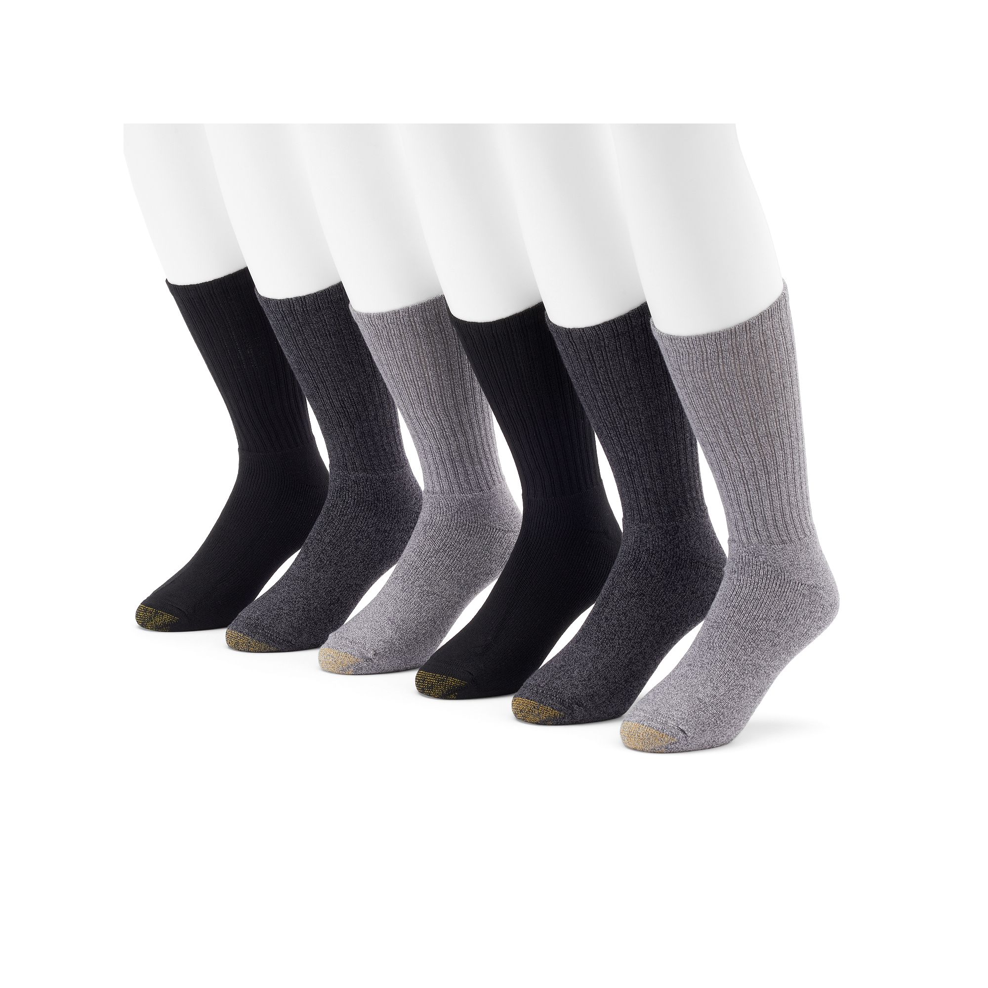 Mens GOLDTOE® 6-Pack Harrington Crew Socks, Size: 6-12, Grey