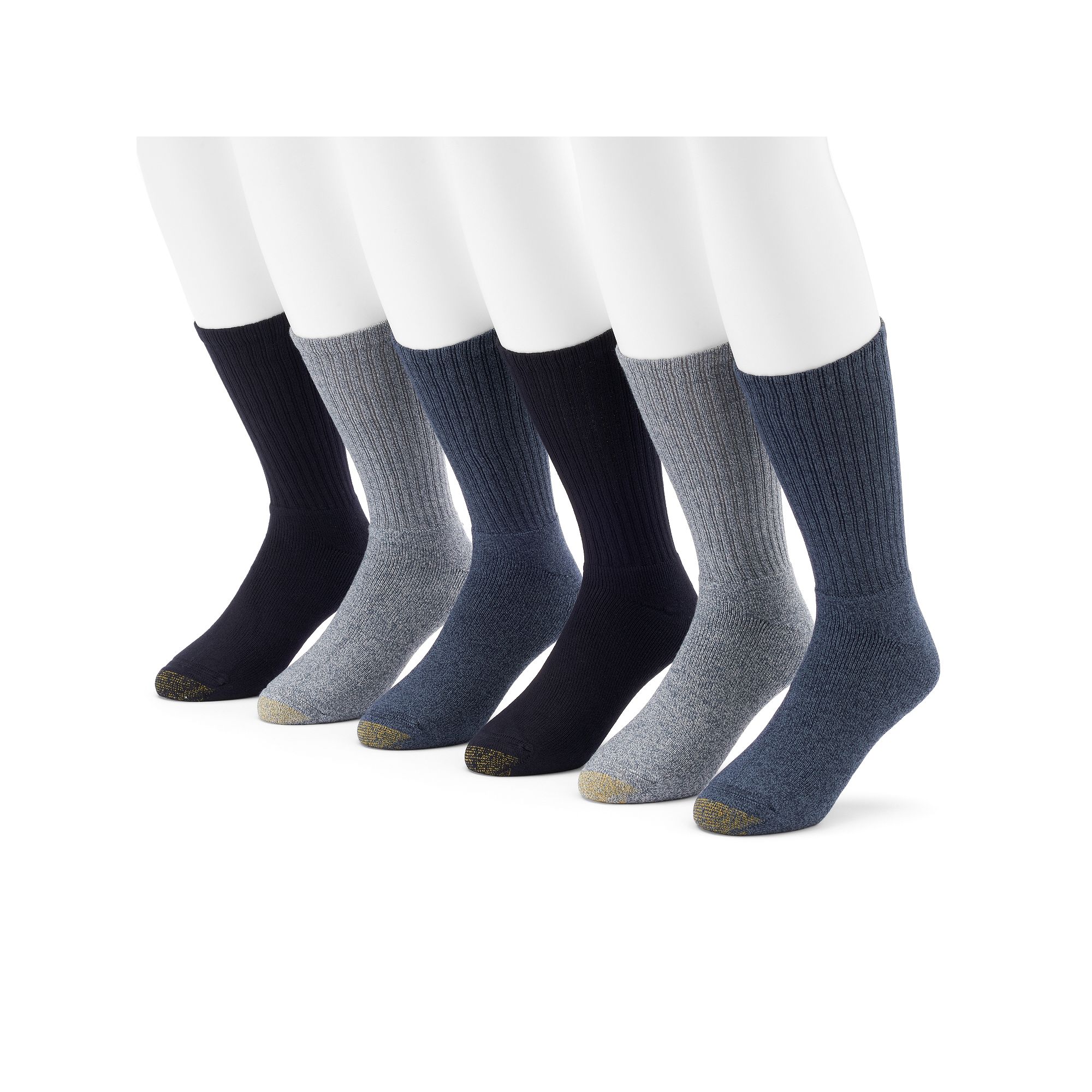 Mens GOLDTOE® 6-Pack Harrington Crew Socks, Size: 6-12, Blue