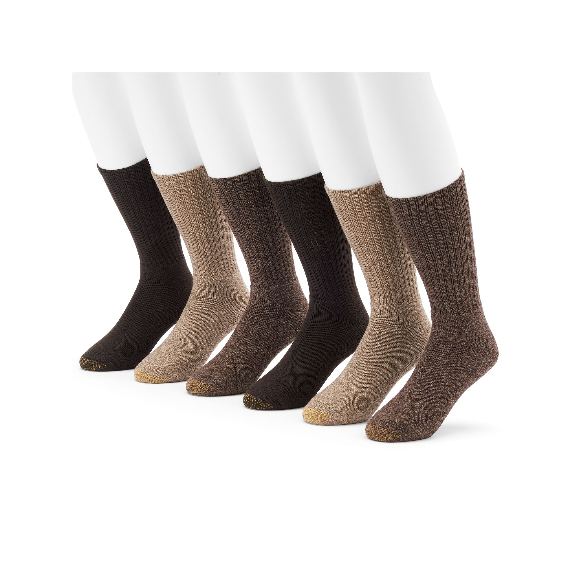Mens GOLDTOE® 6-Pack Harrington Crew Socks, Size: 6-12, Green