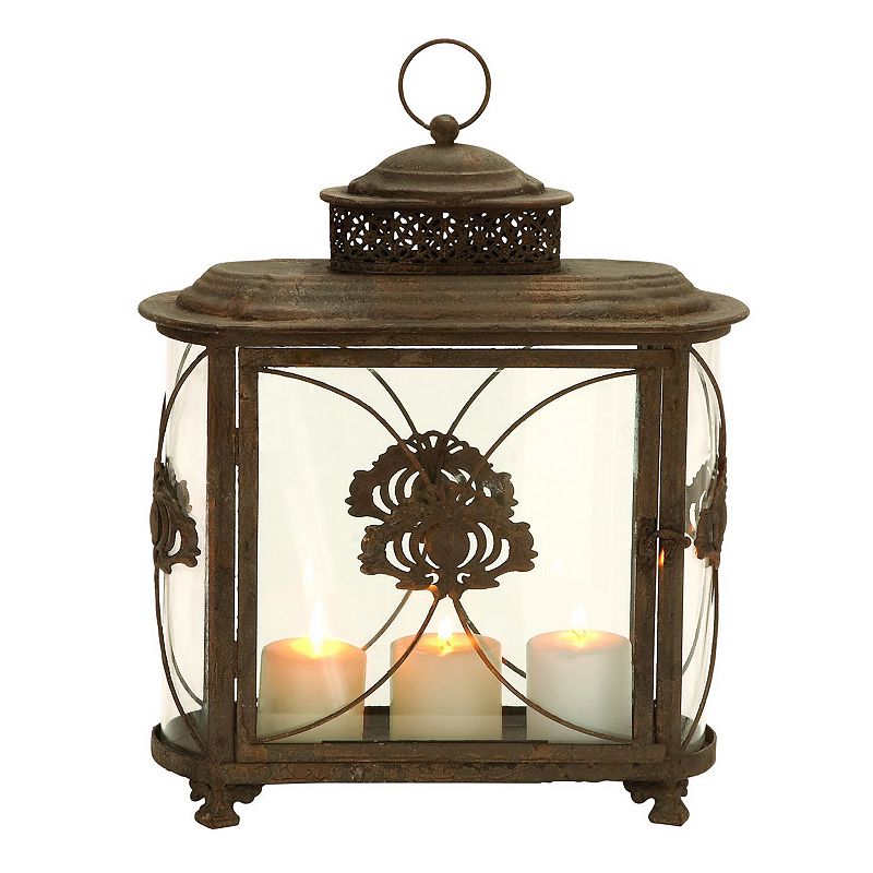 Ornate Oval Metal Lantern, Brown