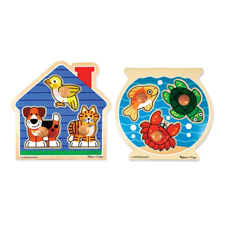 Melissa & Doug Fish & Pets Jumbo Knob Puzzle Bundle, Multicolor