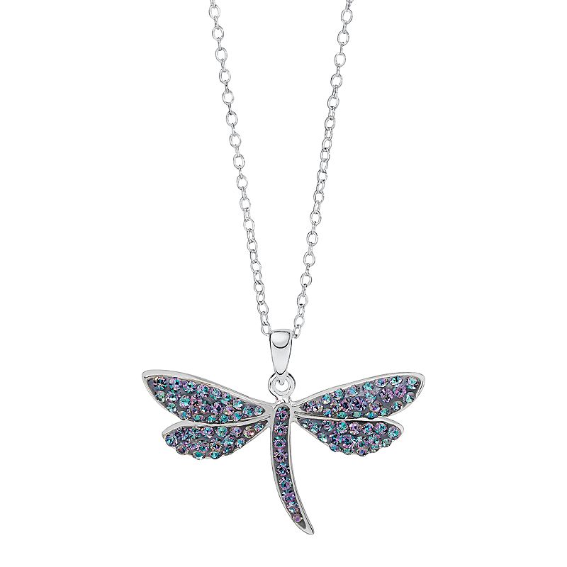 Hue Sterling Silver Crystal Dragonfly Pendant Necklace, Womens, Size: 18