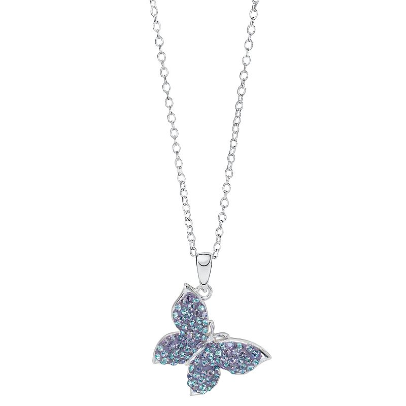 Hue Sterling Silver Crystal Butterfly Pendant Necklace, Womens, Size: 18