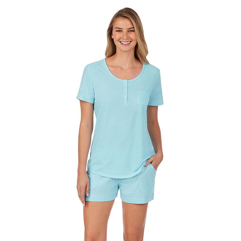 Womens Cuddl Duds Pajamas: Essential Sleep Tee & Boxers Set, Size: XS, Blu