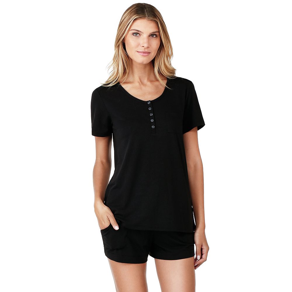 Comfy Co Women's Oversized Sleepy T Short Sleeve Pyjama Top – Loose Fit, Lightweight (Black)