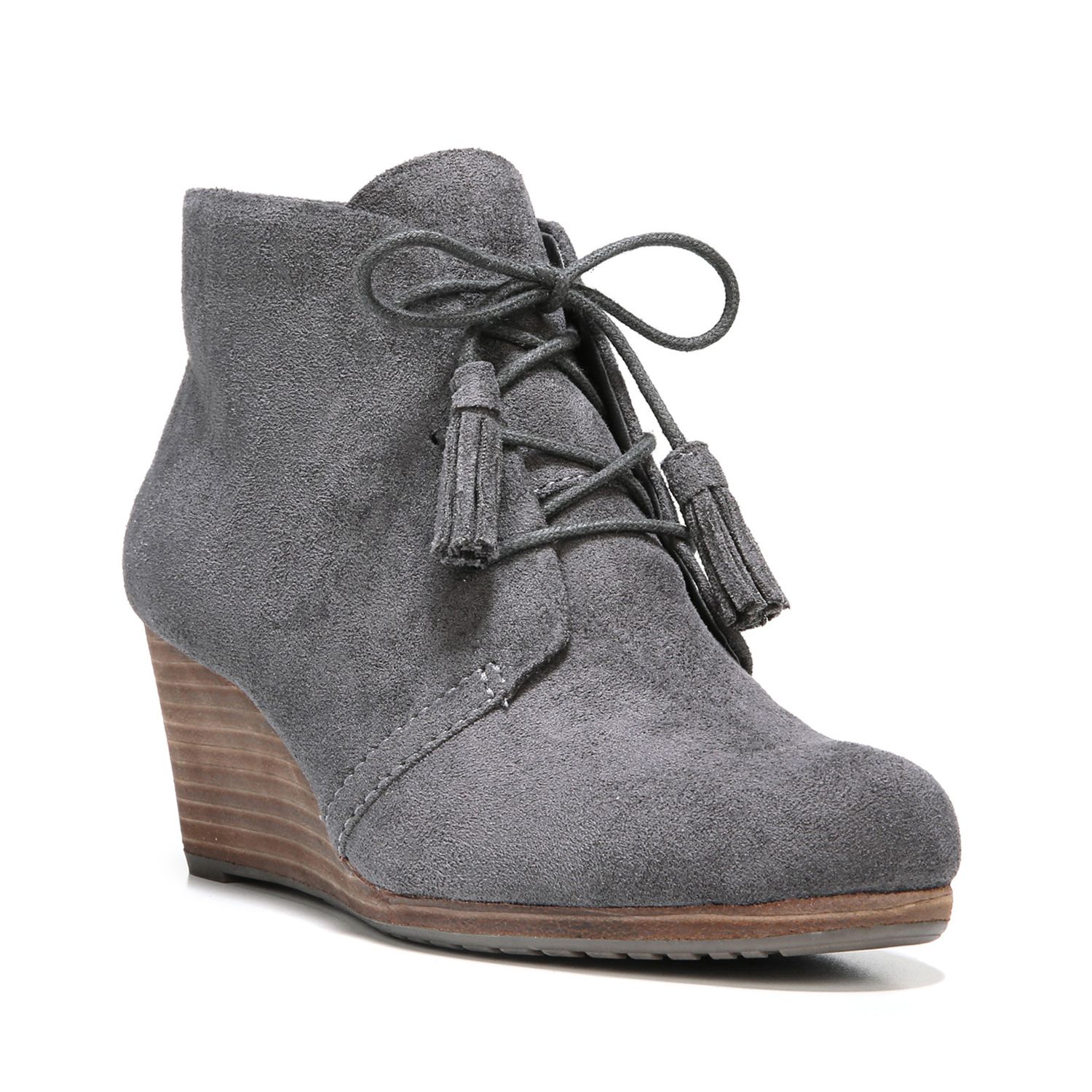 womens grey wedge booties