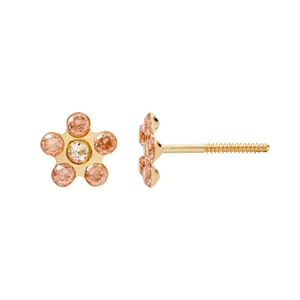 Kids' 14k Gold Cubic Zirconia Flower Stud Earrings