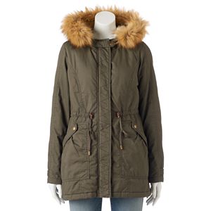 Juniors' Sebby Hooded Faux-Fur Parka