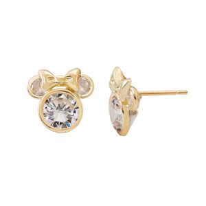 Disney's Minnie Mouse Kids' 14k Gold Cubic Zirconia Stud Earrings