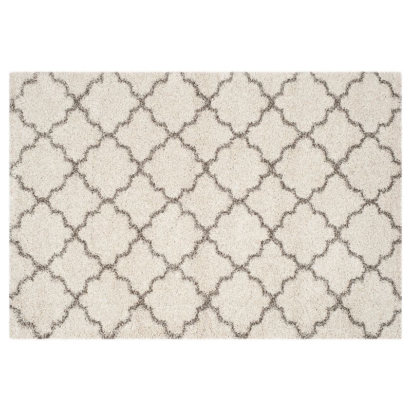 SAFAVIEH Hudson Jaye Geometric Shag Area Rug  Ivory/Grey  6ft x 9ft 