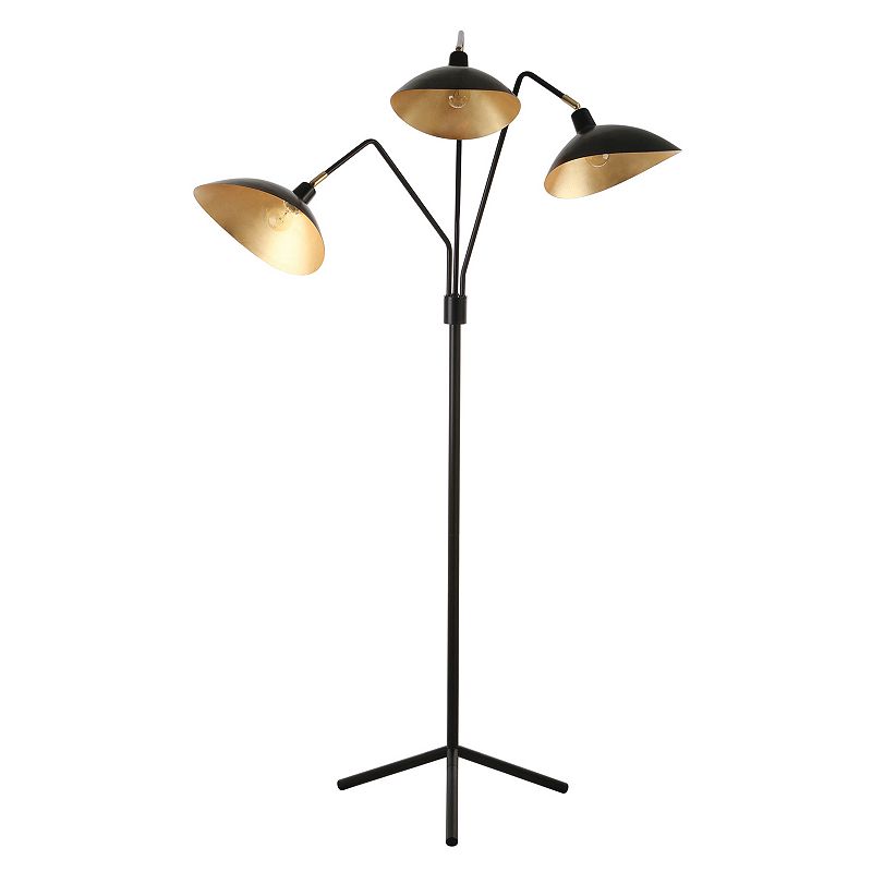 SAFAVIEH Iris 69.5 Mid-Century Triple Light Floor Lamp  Black