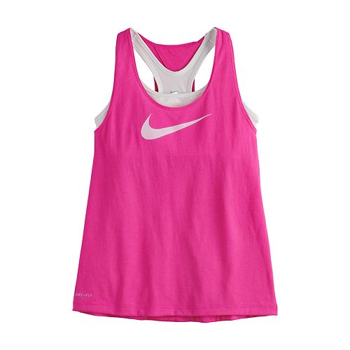 Girls 7-16 Nike Swoosh Built-In Sports Bra Racerback Tank Top