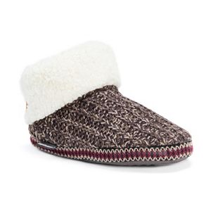MUK LUKS Women's Faux-Fur Cuff Bootie Slippers