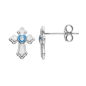 Hallmark Kids' Sterling Silver Cross Stud Earrings