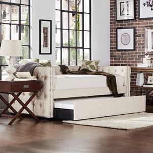 HomeVance Vanderbilt Tufted Trundle Twin Day Bed