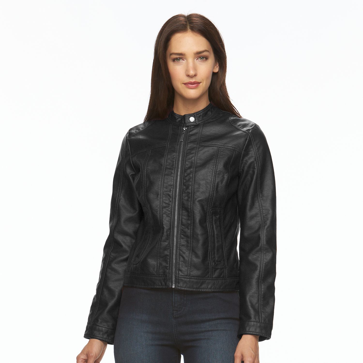 kohls plus size leather jacket