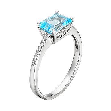 Sterling Silver Sky Blue Topaz & Diamond Accent Ring