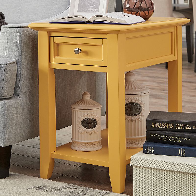 HomeVance Otero Charging End Table, Yellow