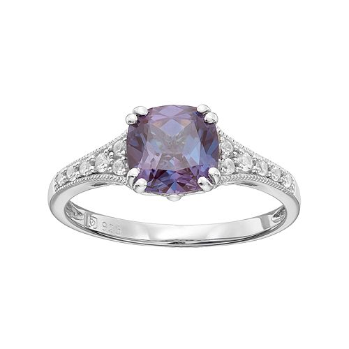 Sterling Silver Lab-Created Alexandrite & White Sapphire Ring