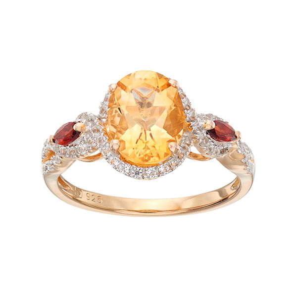 14k Gold Over Silver Gemstone Oval Halo Ring