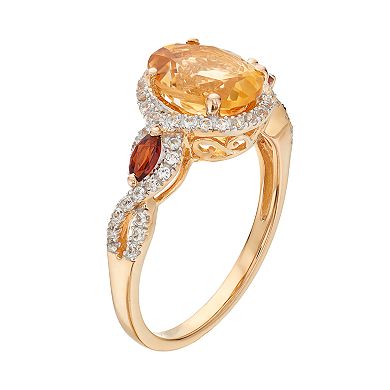 14k Gold Over Silver Gemstone Oval Halo Ring