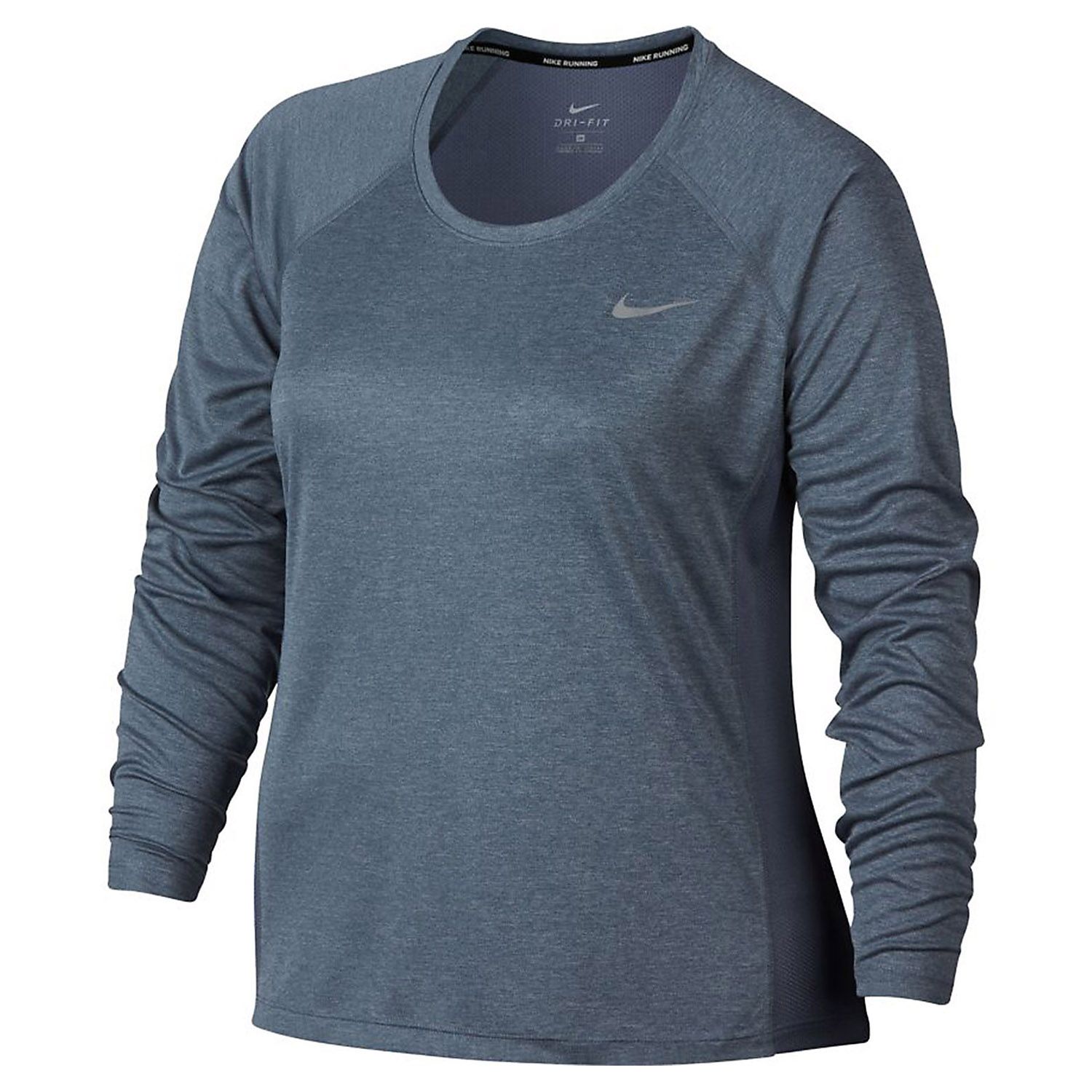 nike running miler long sleeve top in black