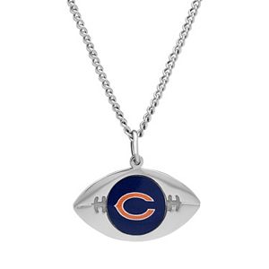 Sterling Silver Chicago Bears Team Logo Football Pendant
