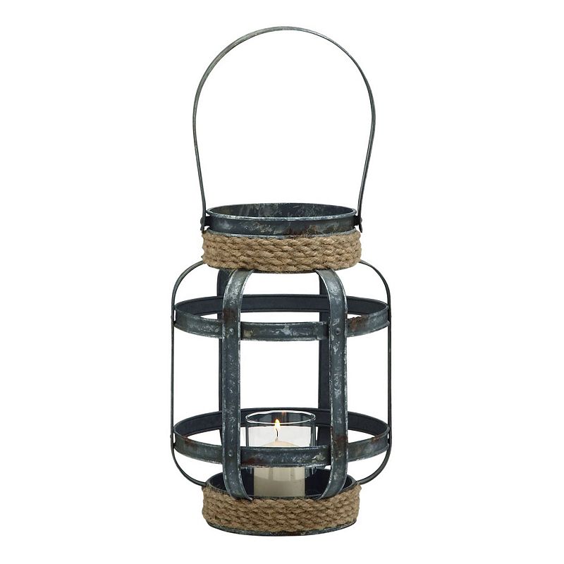 Rustic Reflections Banded Candle Holder Lantern, Brown